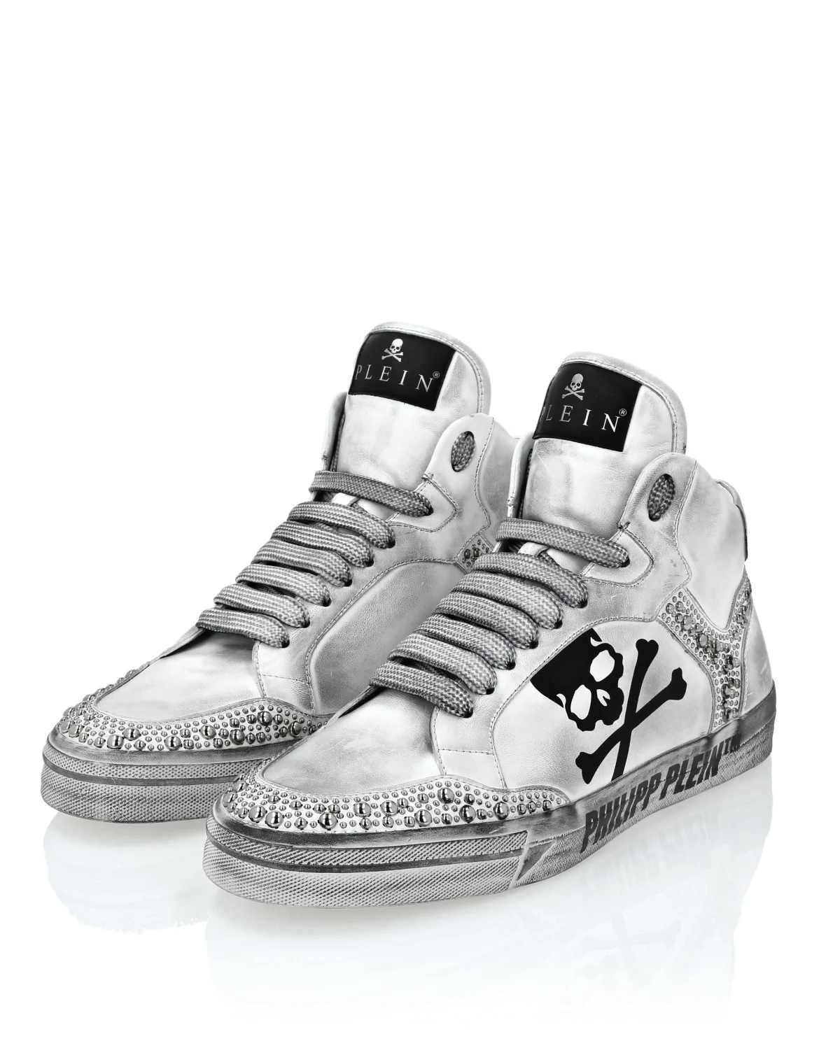 Nappa Leather Hi-Top Sneakers Studs Retrokickz TM, цвет: Белый