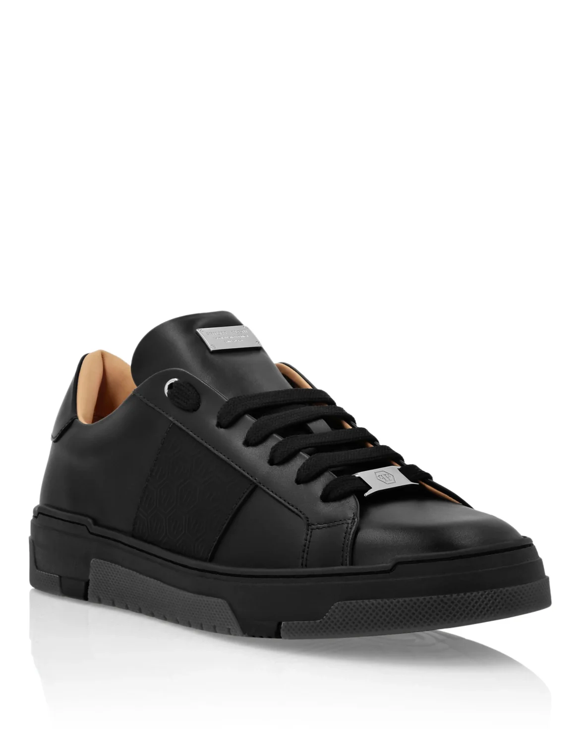 Leather Lo-Top Sneakers Monogram, цвет: Черный