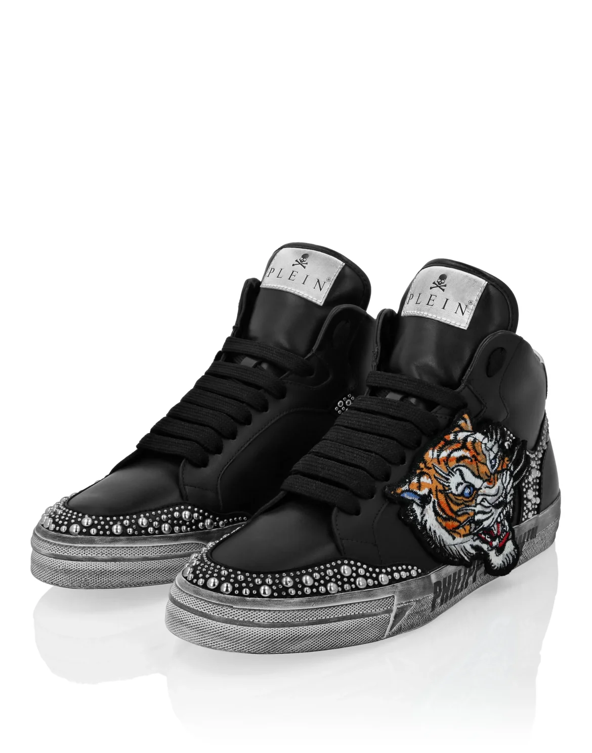 Leather Hi-Top Sneakers Retrokickz Tiger, цвет: Черный