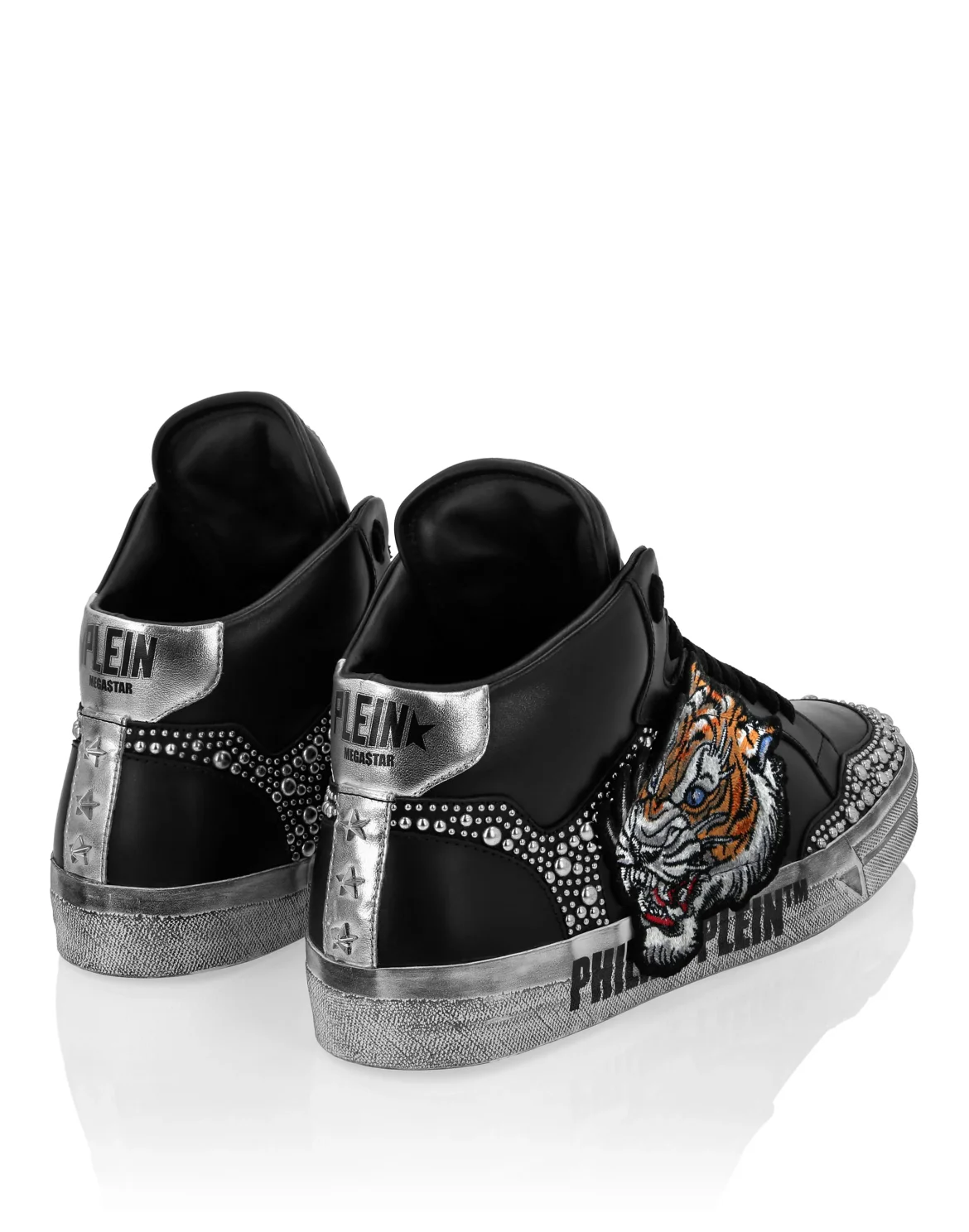Leather Hi-Top Sneakers Retrokickz Tiger, цвет: Черный
