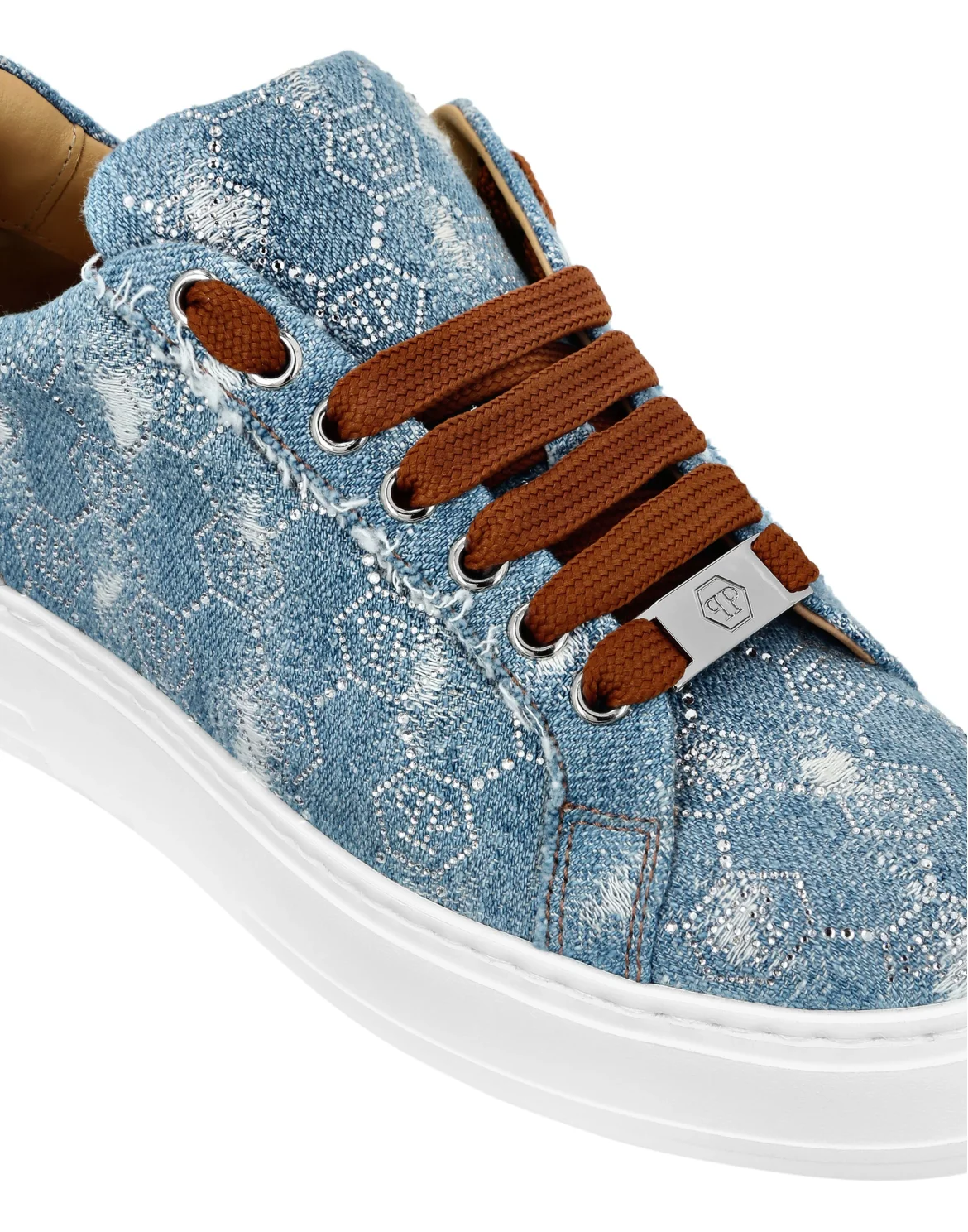 Denim Lo Top Sneakers Monogram Strass, цвет: Синий