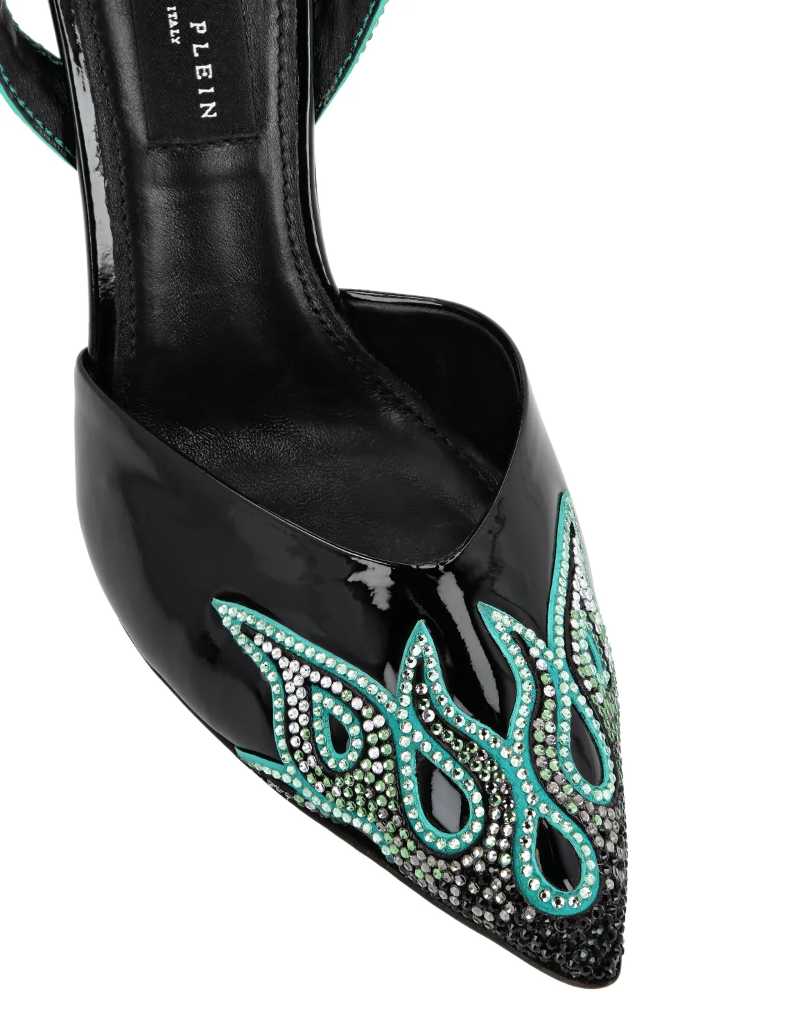 Leather Slingback High Heels 12 Flame, цвет: Черный