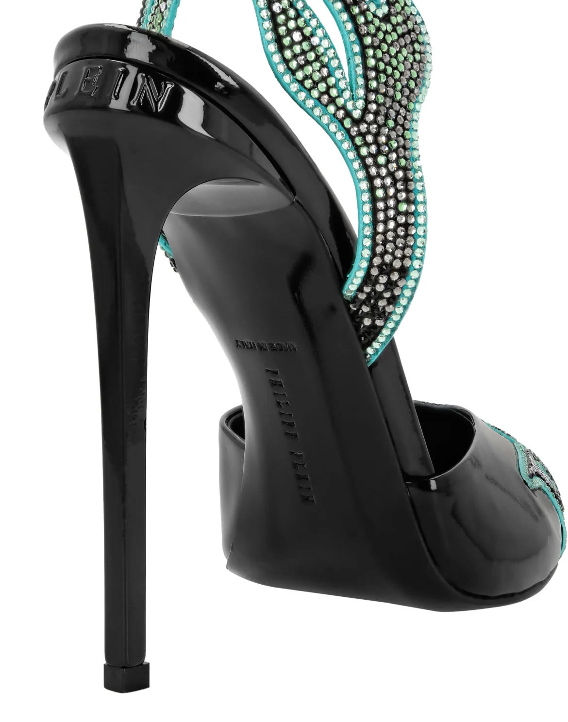Leather Slingback High Heels 12 Flame, цвет: Черный
