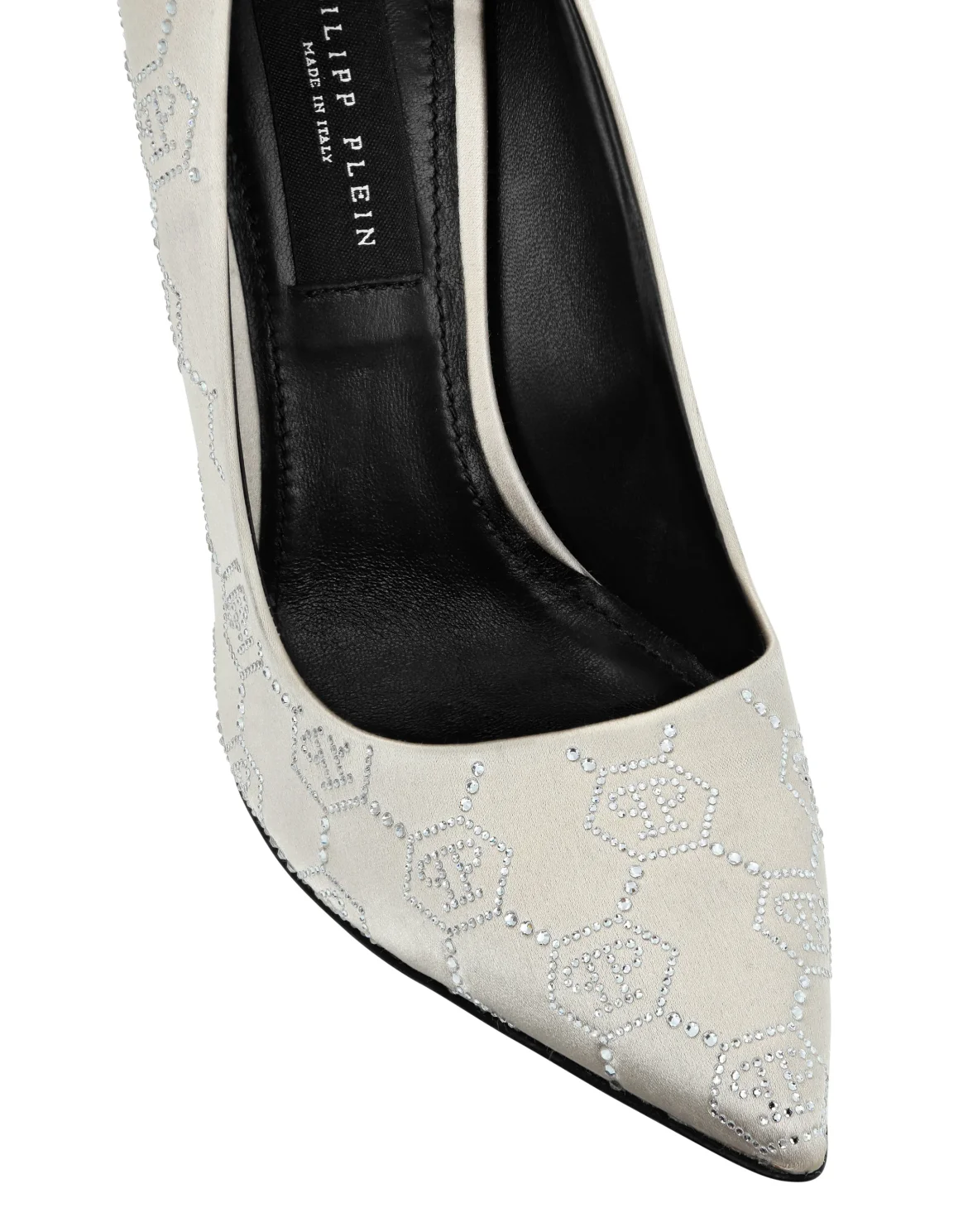Satin Decollete Hi-Heels Monogram Strass, цвет: Бежевый