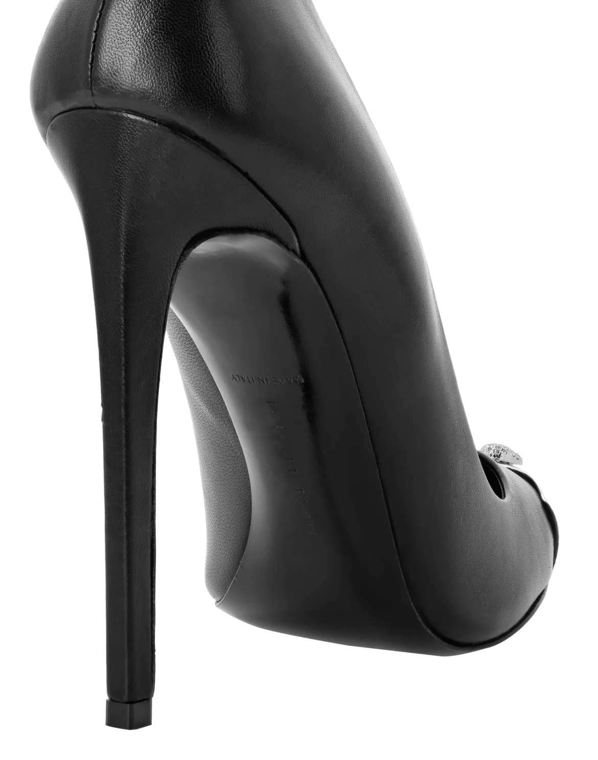 Leather Decollete Hi-Heels Skull strass, цвет: Черный