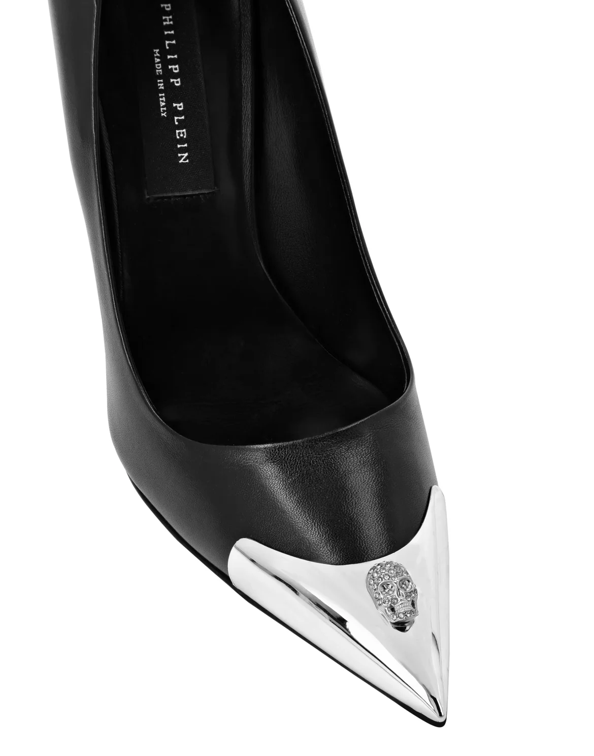 Leather Decollete Hi-Heels Skull strass, цвет: Черный
