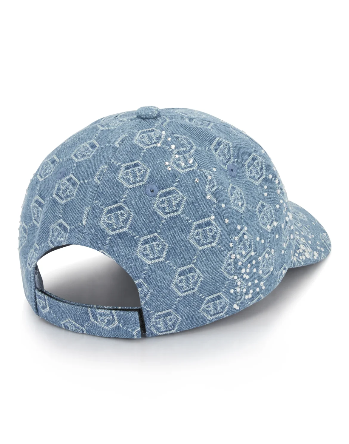 Denim Baseball Cap Monogram Strass, цвет: Голубой