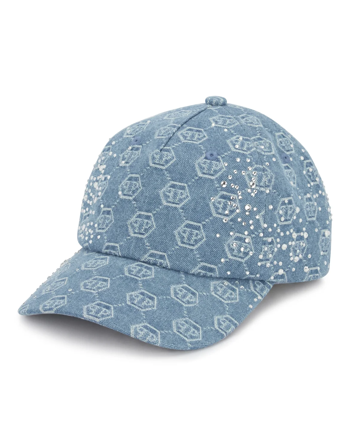 Denim Baseball Cap Monogram Strass, цвет: Голубой