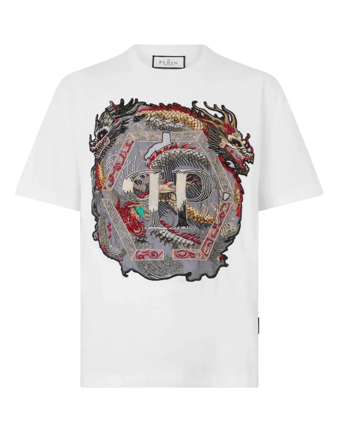 Round Neck T-Shirt Dragon, цвет: Белый