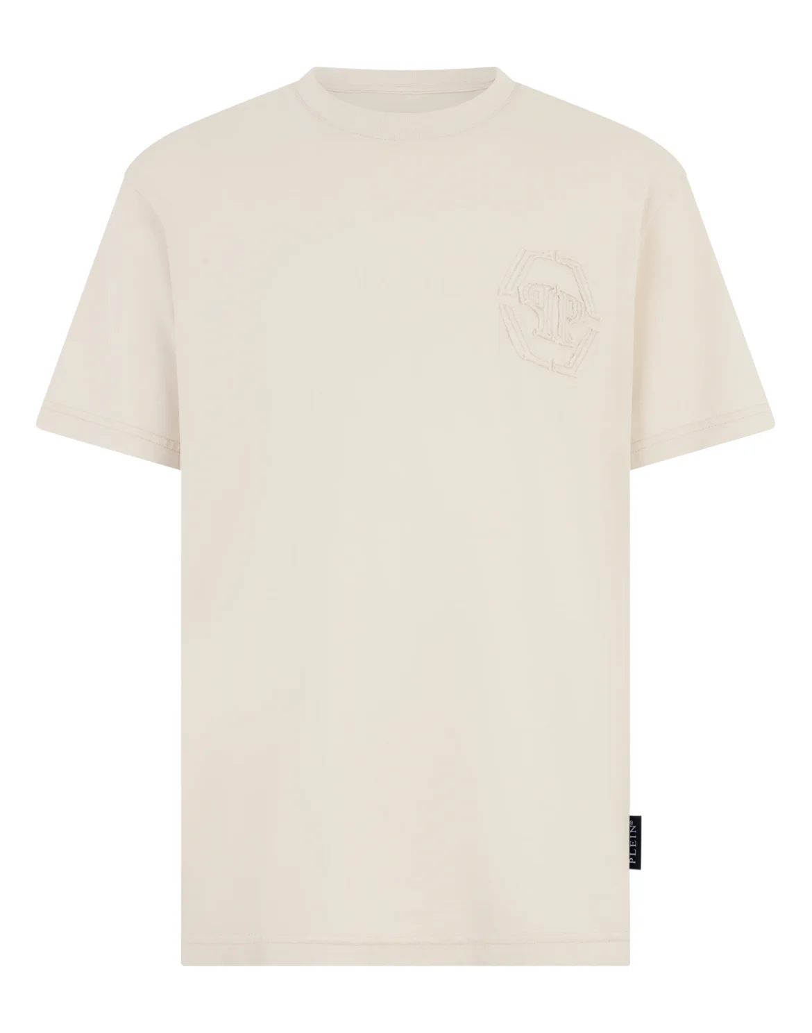 Round Neck T-Shirt Raw Edge Monogram Monogram, цвет: Бежевый