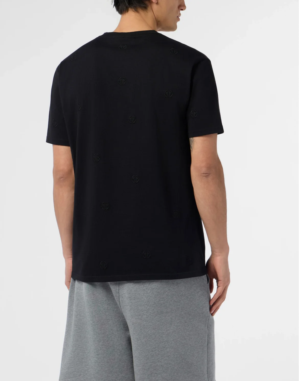 Embroidered Round Neck T-Shirt Monogram Monogram, цвет: Черный
