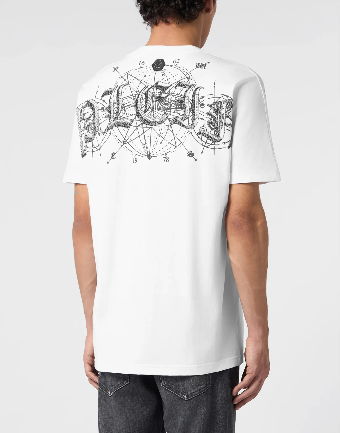 Round Neck T-Shirt Wind Rose Tattoo, цвет: Белый
