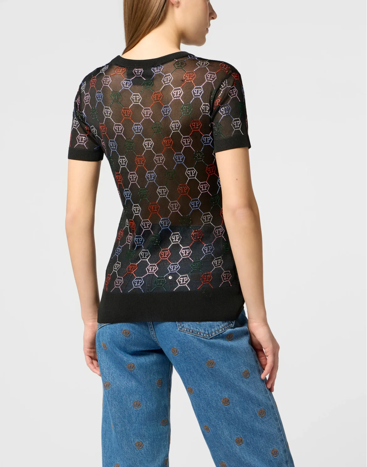Knitted Sexy Pure Fit T-Shirt Multicolor Monogram, цвет: Черный