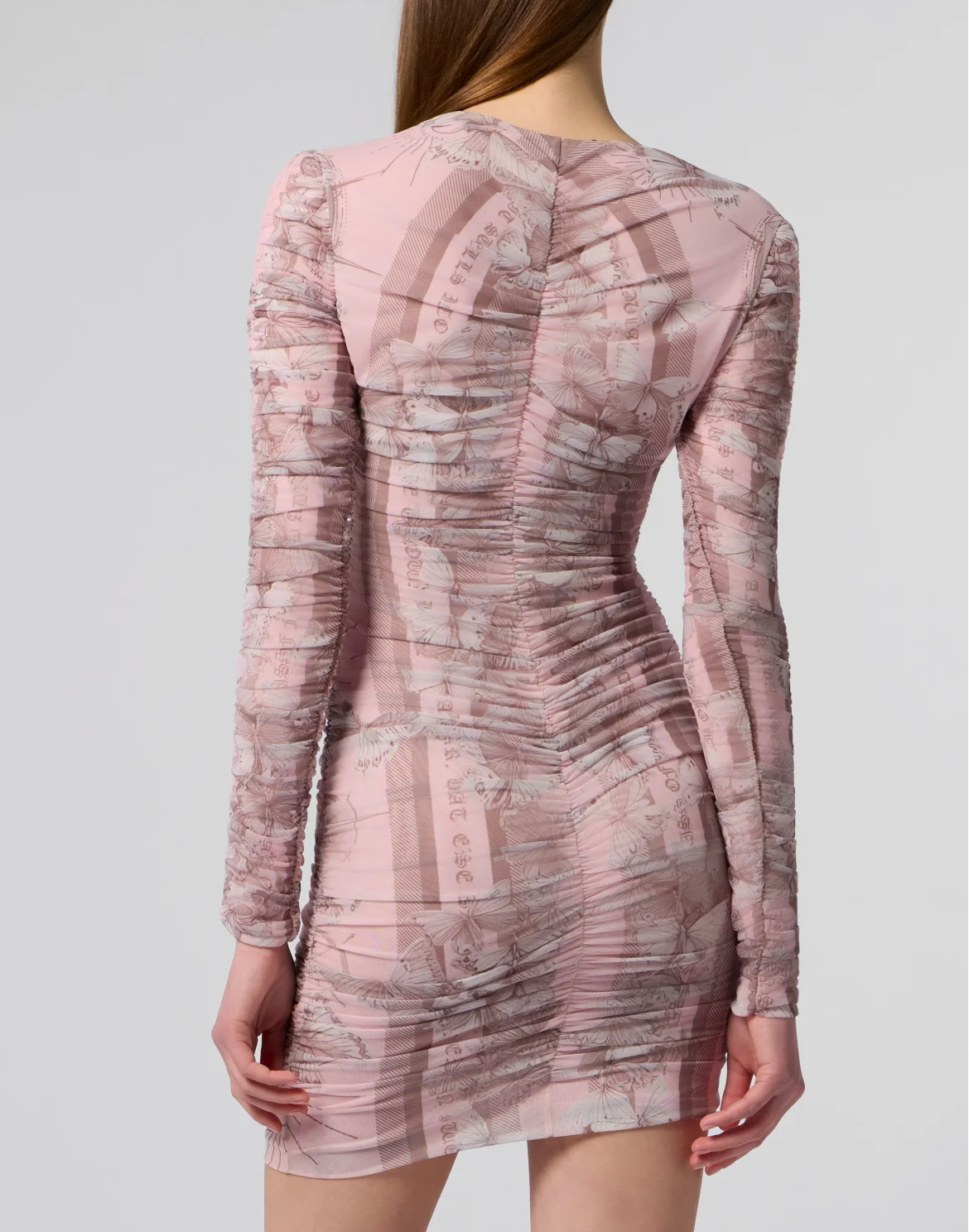 Wrinkled Mini Dress Butterfly Tattoo, цвет: Розовый