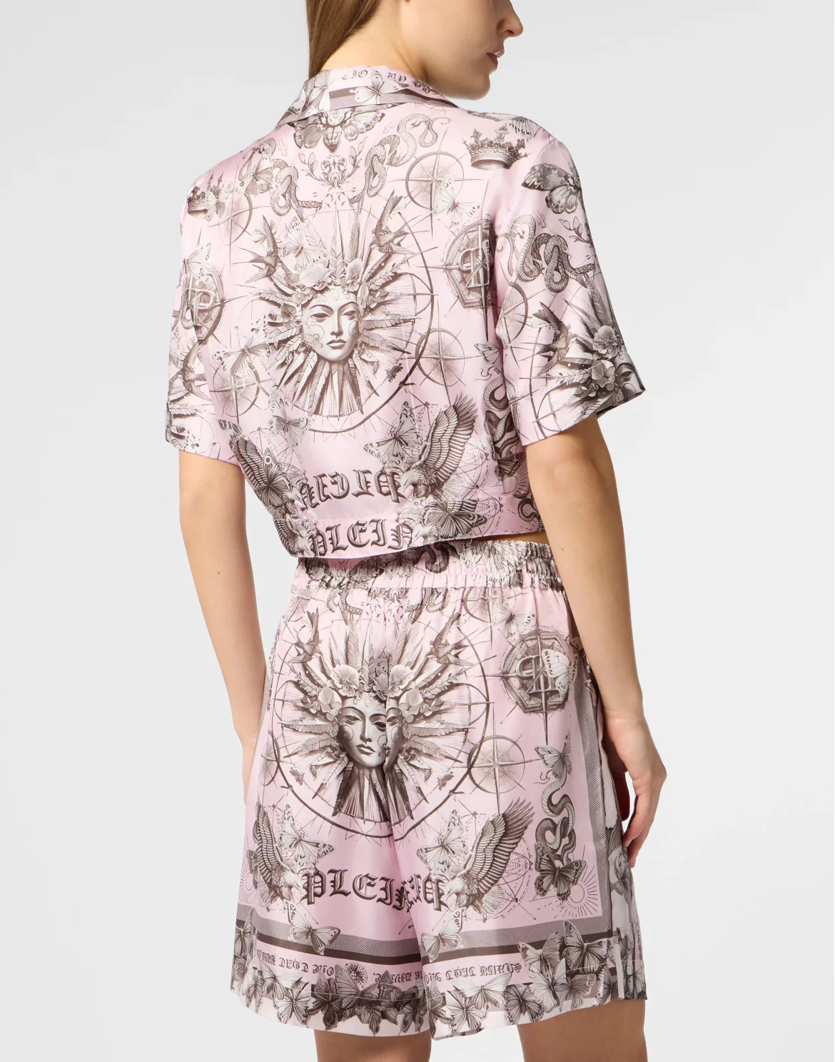 Cropped Bow Shirt Butterfly Tattoo, цвет: Розовый