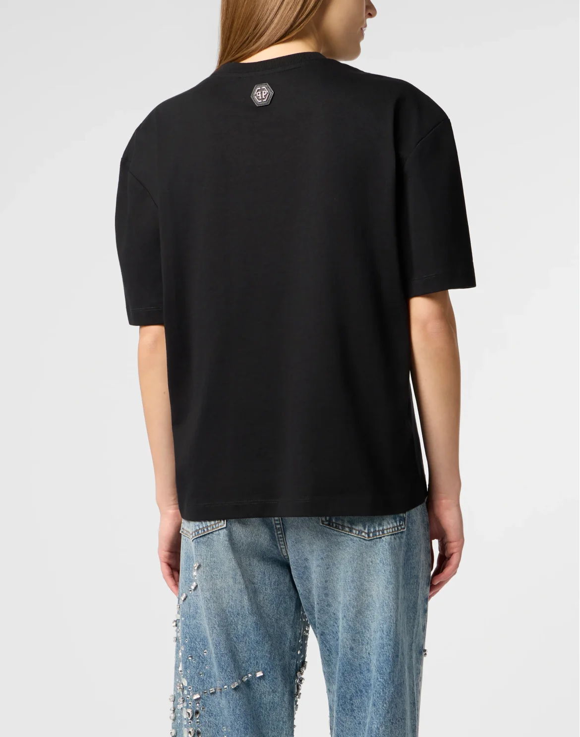 Man Fit V-Neck T-Shirt Crystals, цвет: Черный