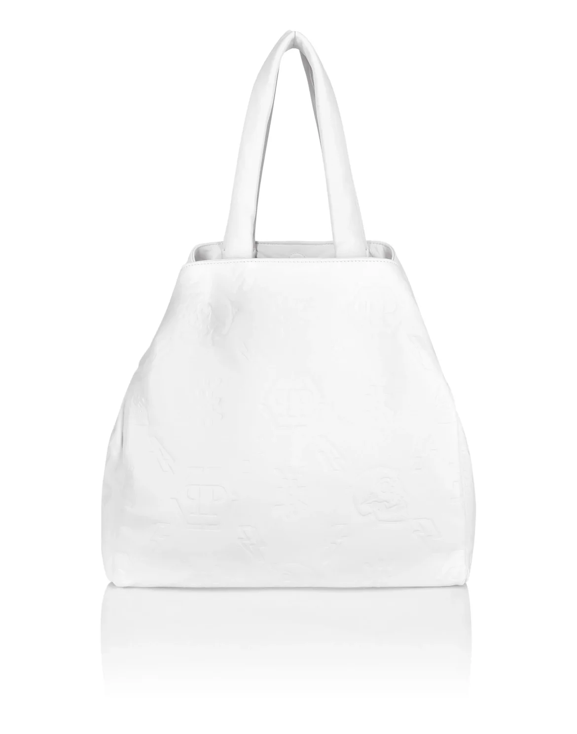 Leather Handle bag maxi Embossed Monogram, цвет: Белый