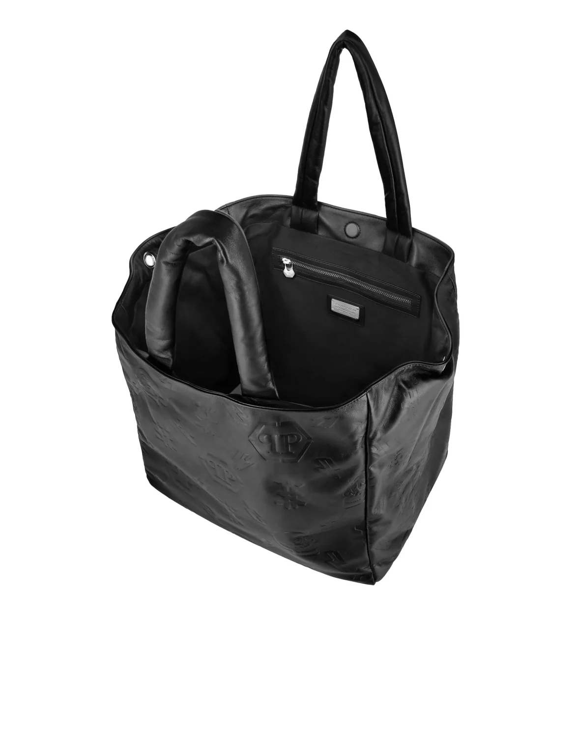 Leather Handle bag maxi Embossed Monogram, цвет: Черный
