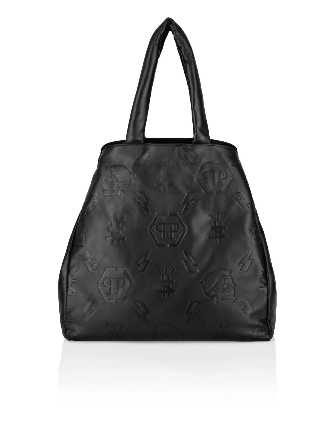 Leather Handle bag maxi Embossed Monogram, цвет: Черный