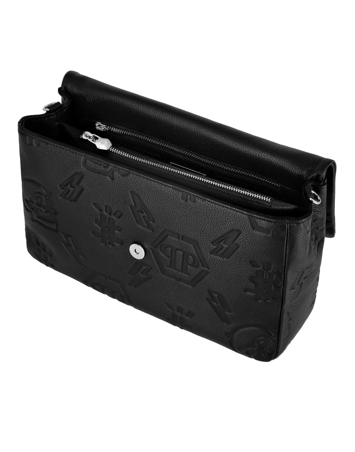 Leather maxi Shoulder Bag Monogram, цвет: Черный