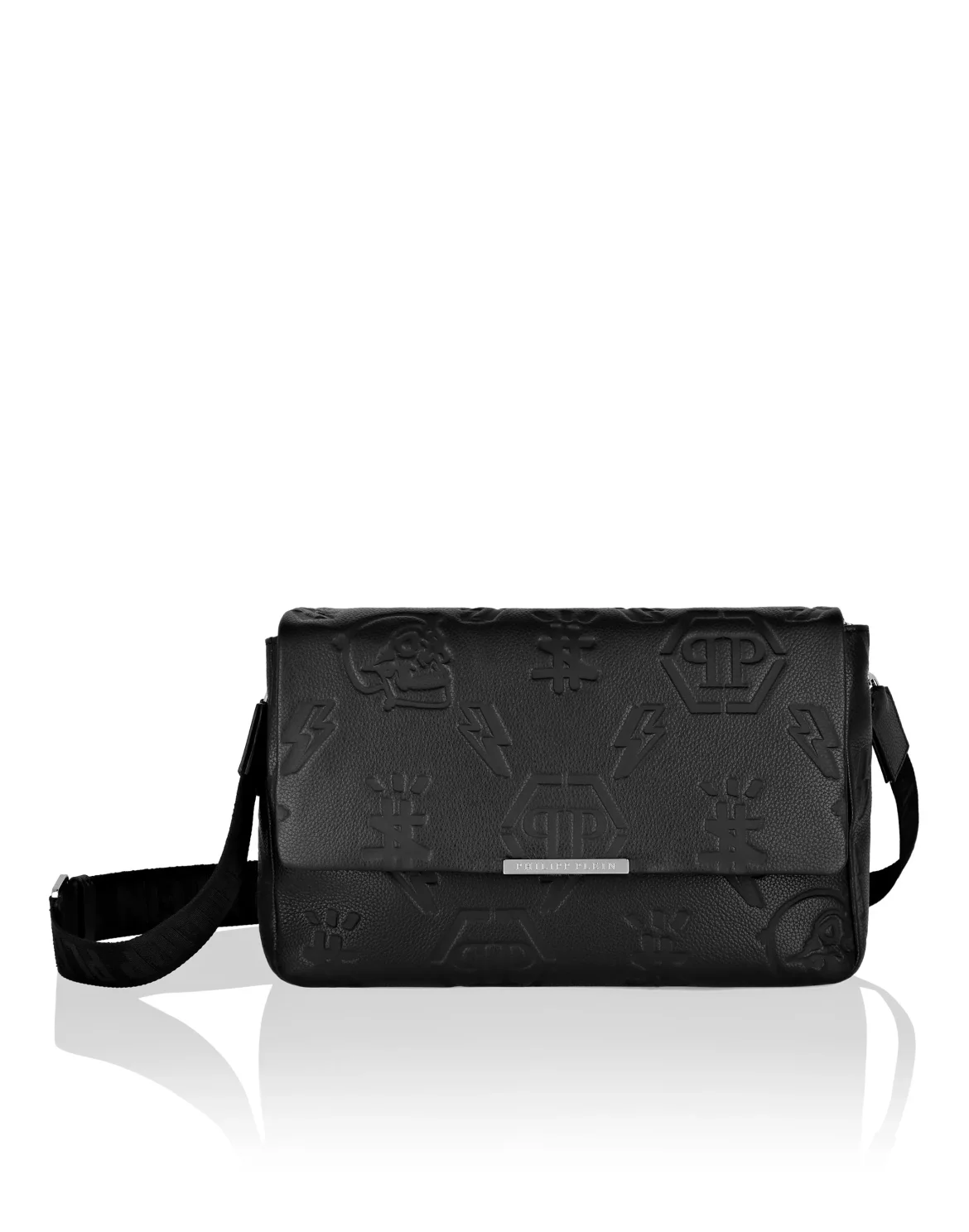 Leather maxi Shoulder Bag Monogram, цвет: Черный