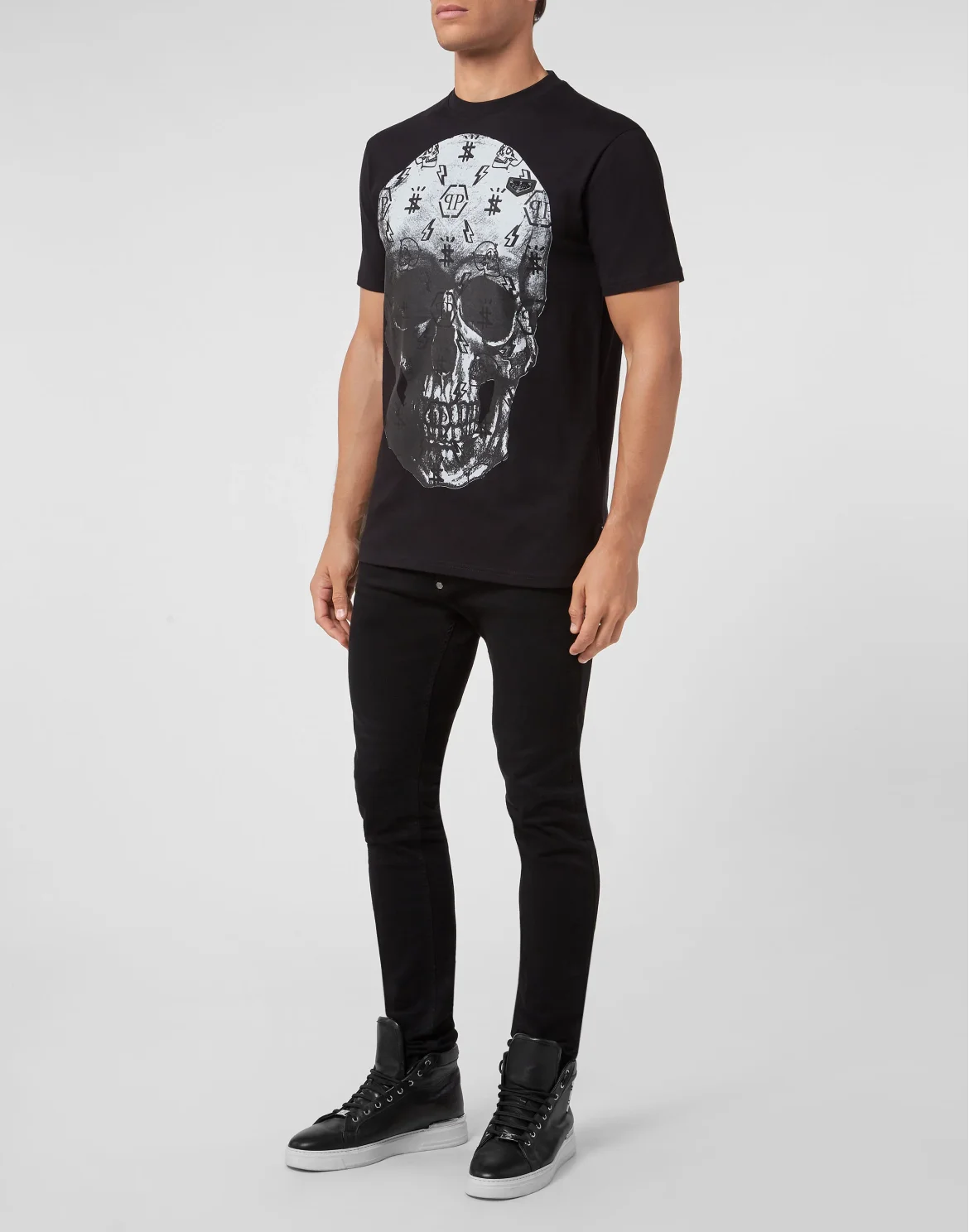 T-shirt Round Neck SS print Skull, цвет: Черный