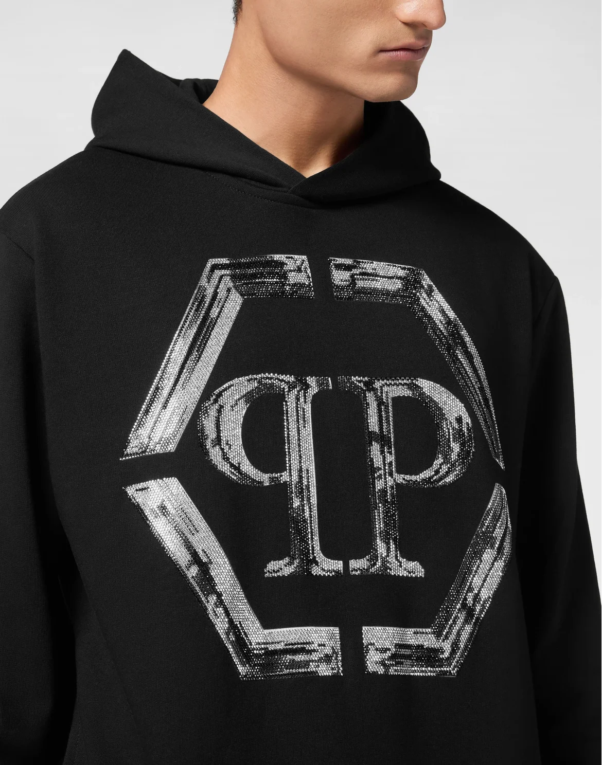 Hoodie Sweatshirt LS Strass Hexagon, цвет: Черный