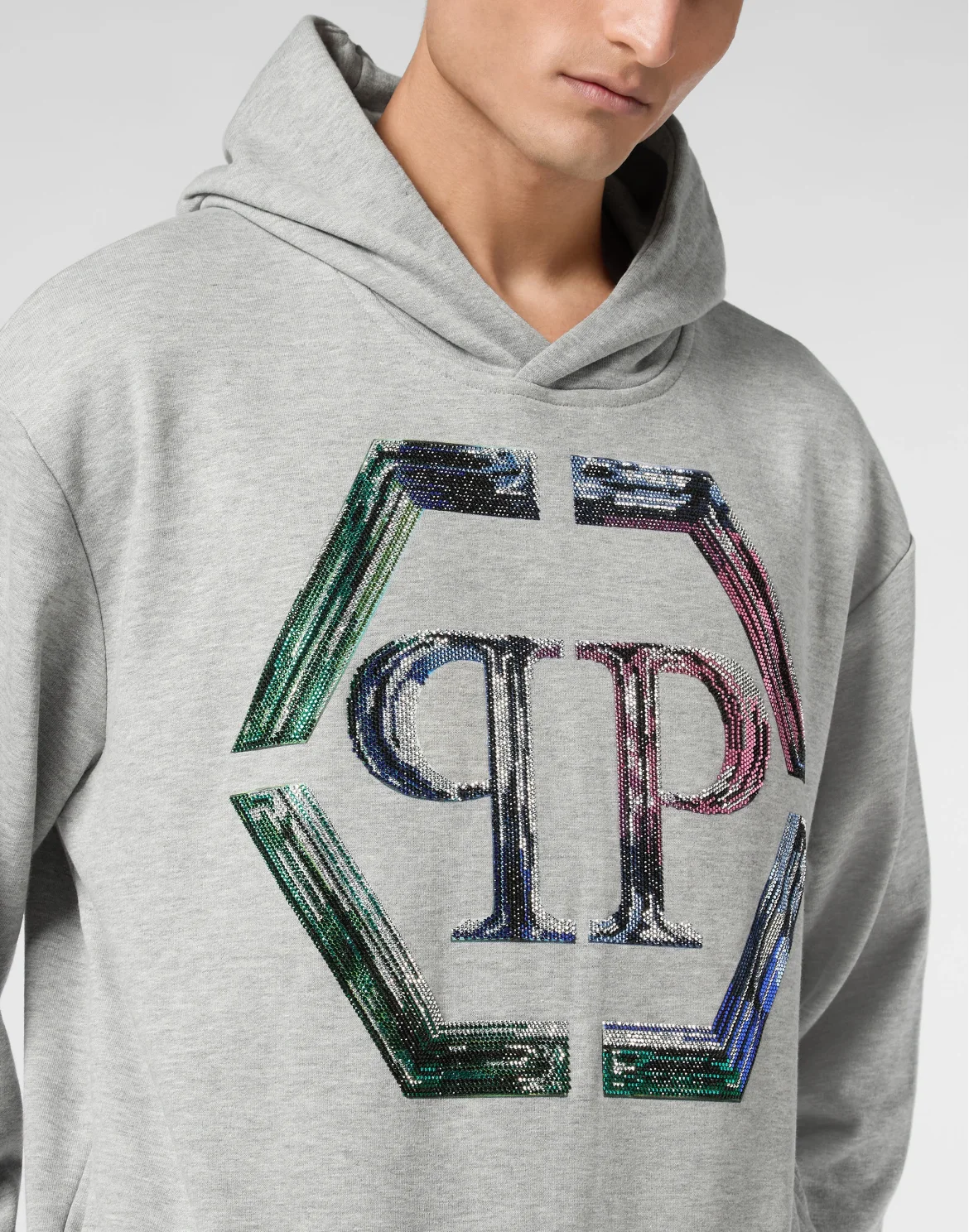 Hoodie Sweatshirt LS Strass Hexagon, цвет: Серый