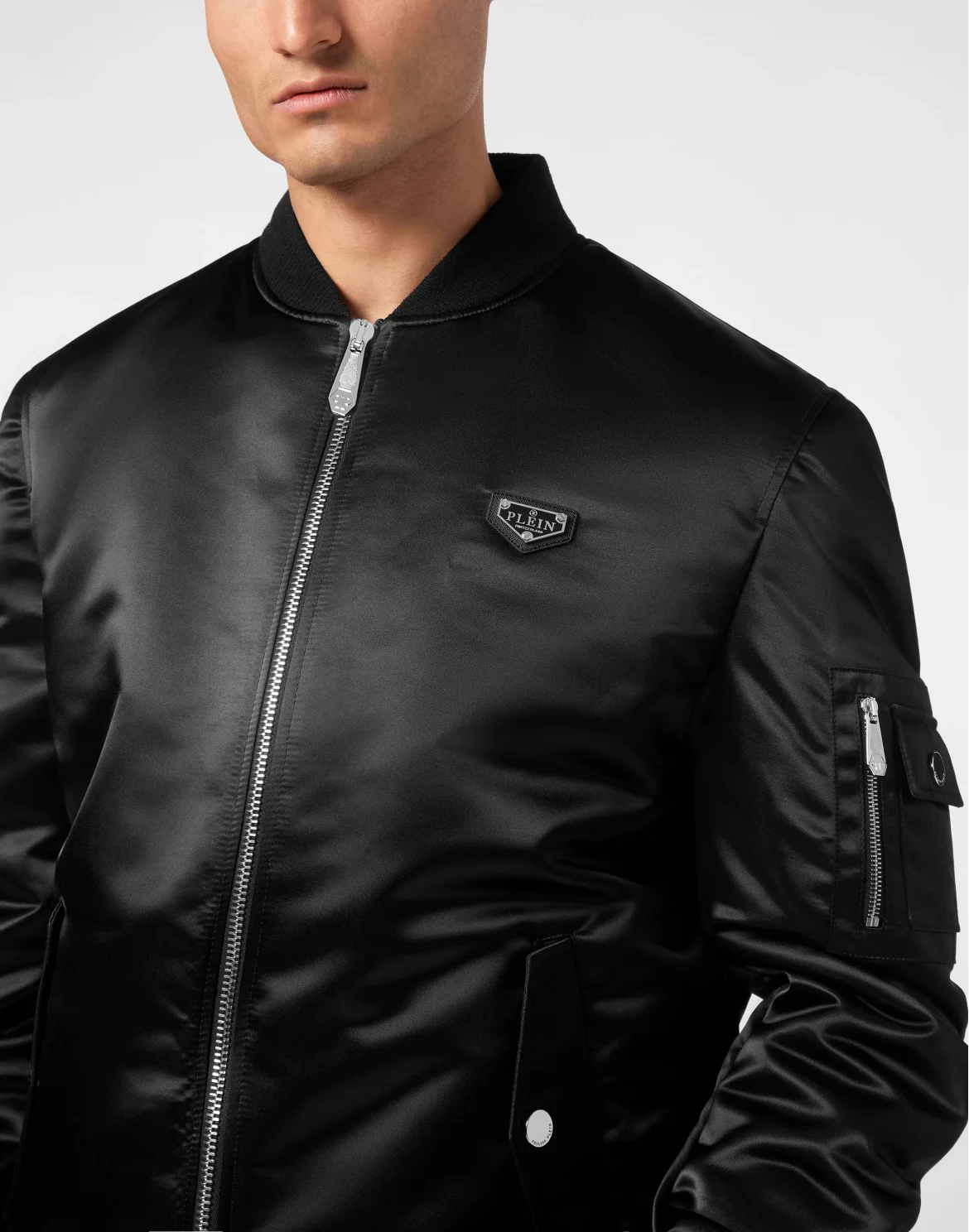 Satin Top Gun Bomber LS Gothic Plein, цвет: Черный