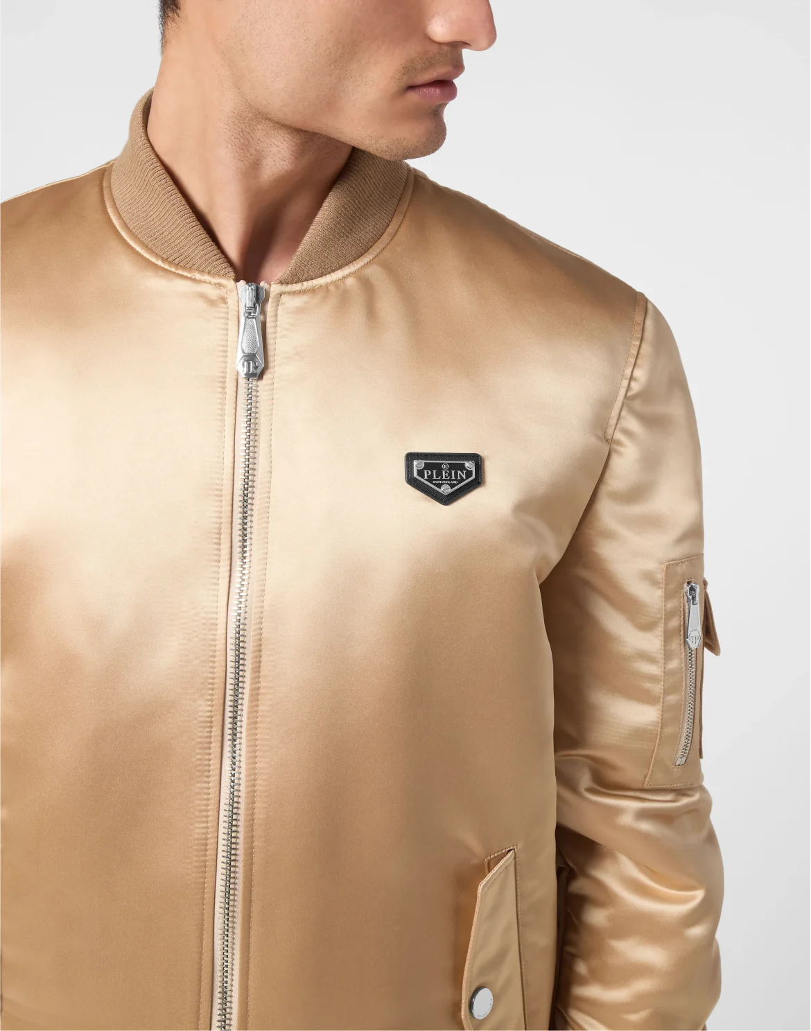 Satin Top Gun Bomber LS Gothic Plein, цвет: Бежевый