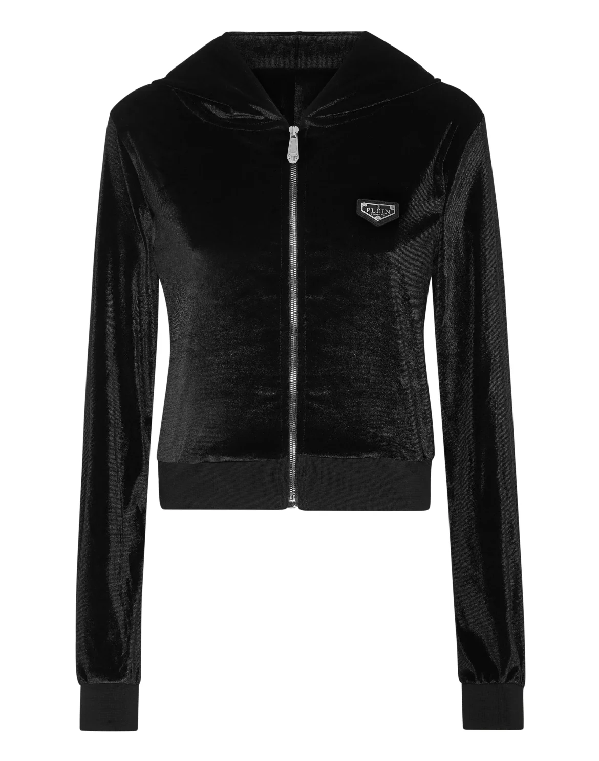 Chenille Hoodie Sweatjacket Strass Skull, цвет: Черный