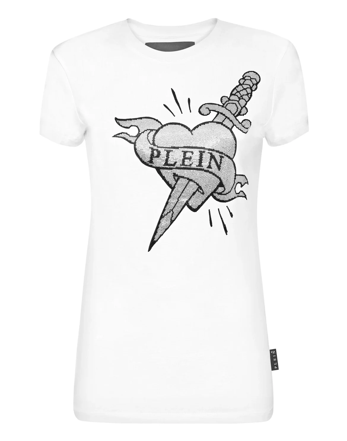 T-Shirt Sexy Pure Round Neck SS Strass Love Plein, цвет: Белый