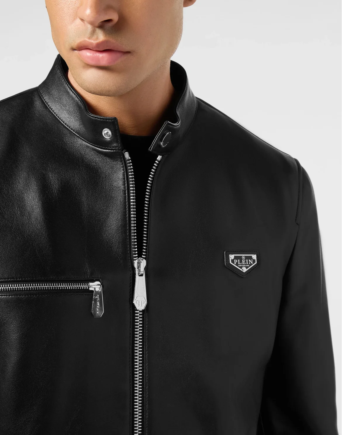 Leather Biker Jacket, цвет: Черный