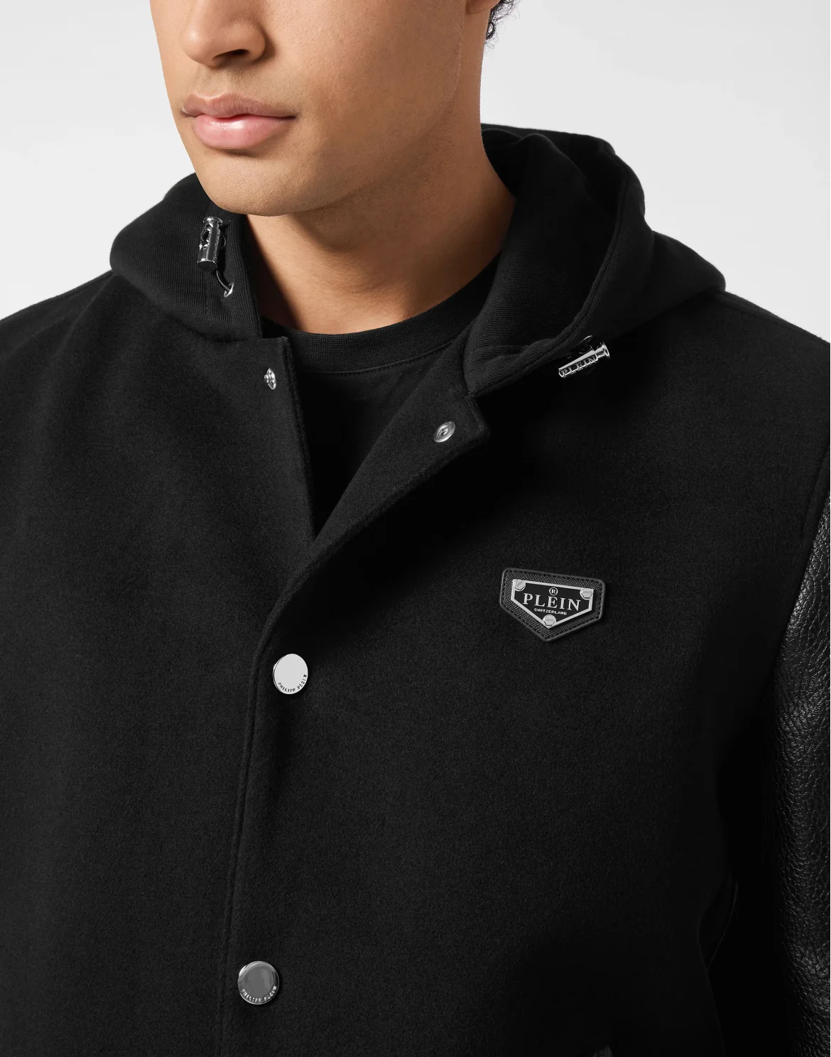 Hooded Varsity Bomber Jacket, цвет: Черный