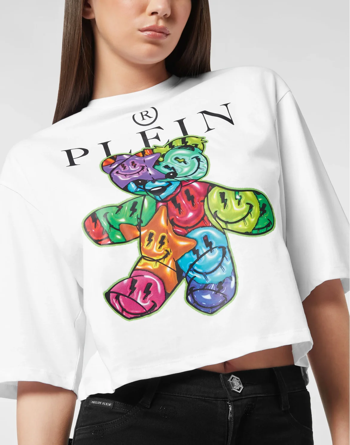 Cropped T-Shirt Round Neck Teddy, цвет: Белый