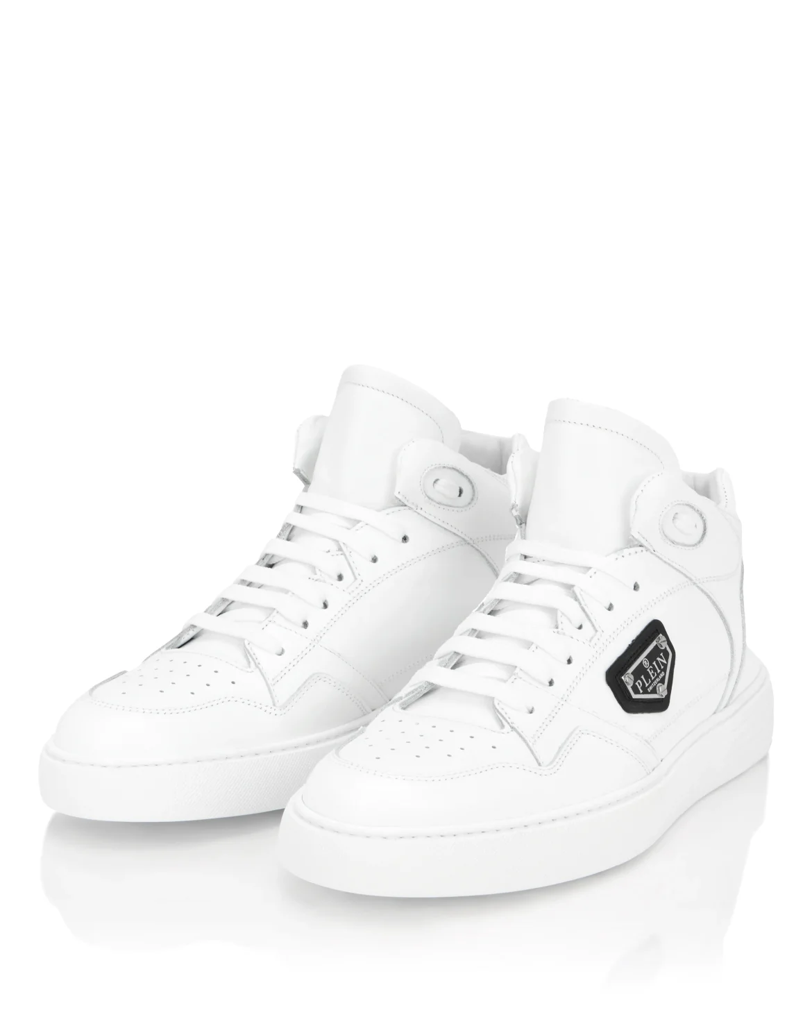 Nappa Leather Mid Top Sneakers, цвет: Белый