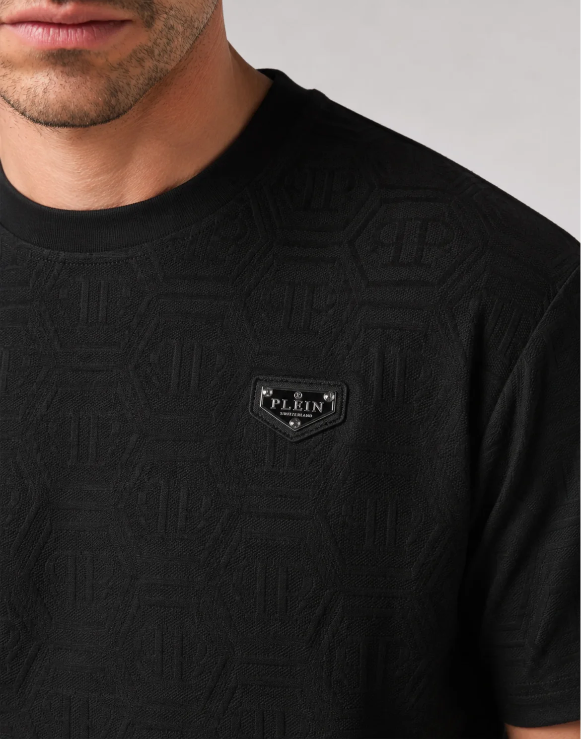 Jacquard T-Shirt Monogram, цвет: Черный