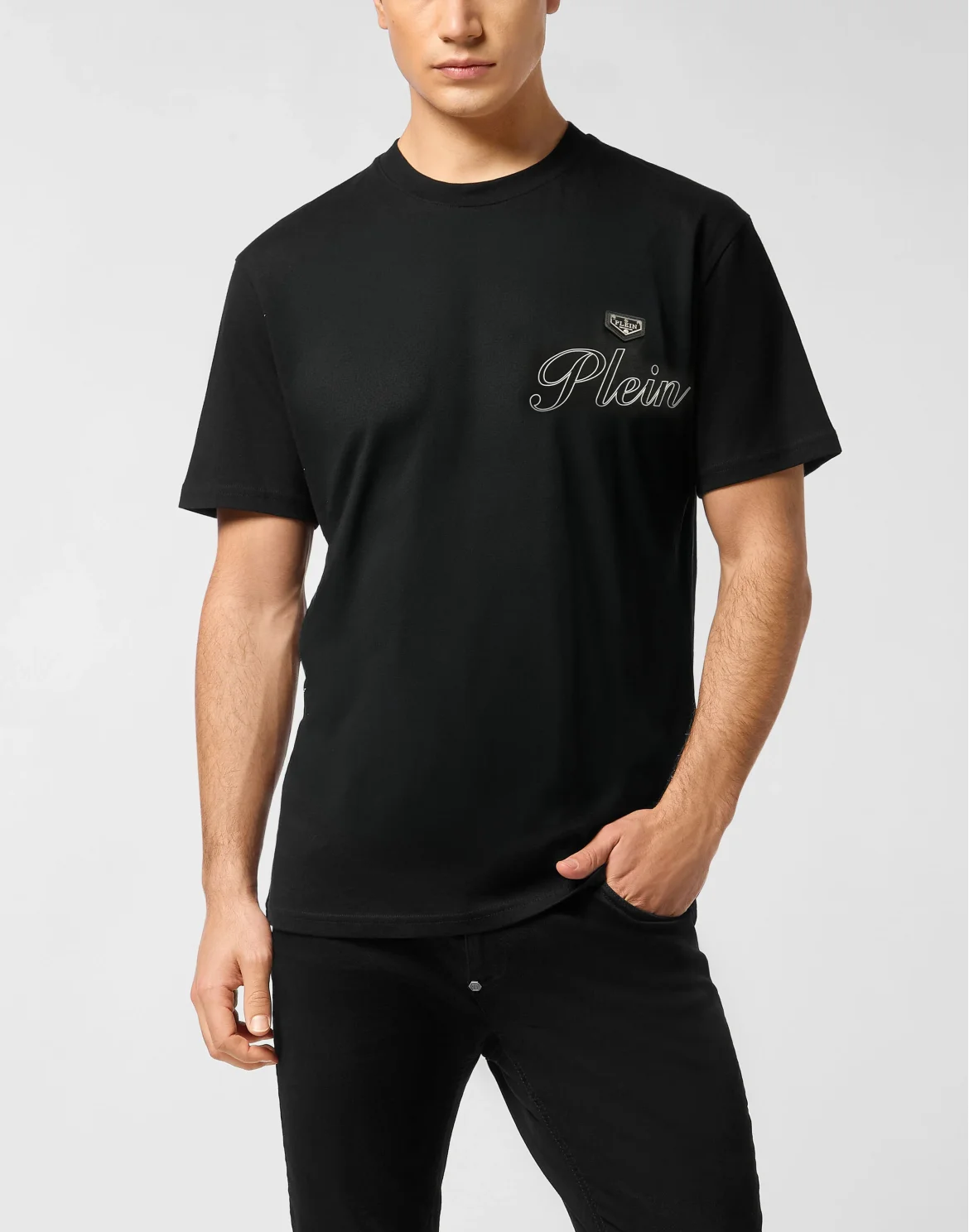 Jersey T-Shirt Roundneck Plein, цвет: Черный