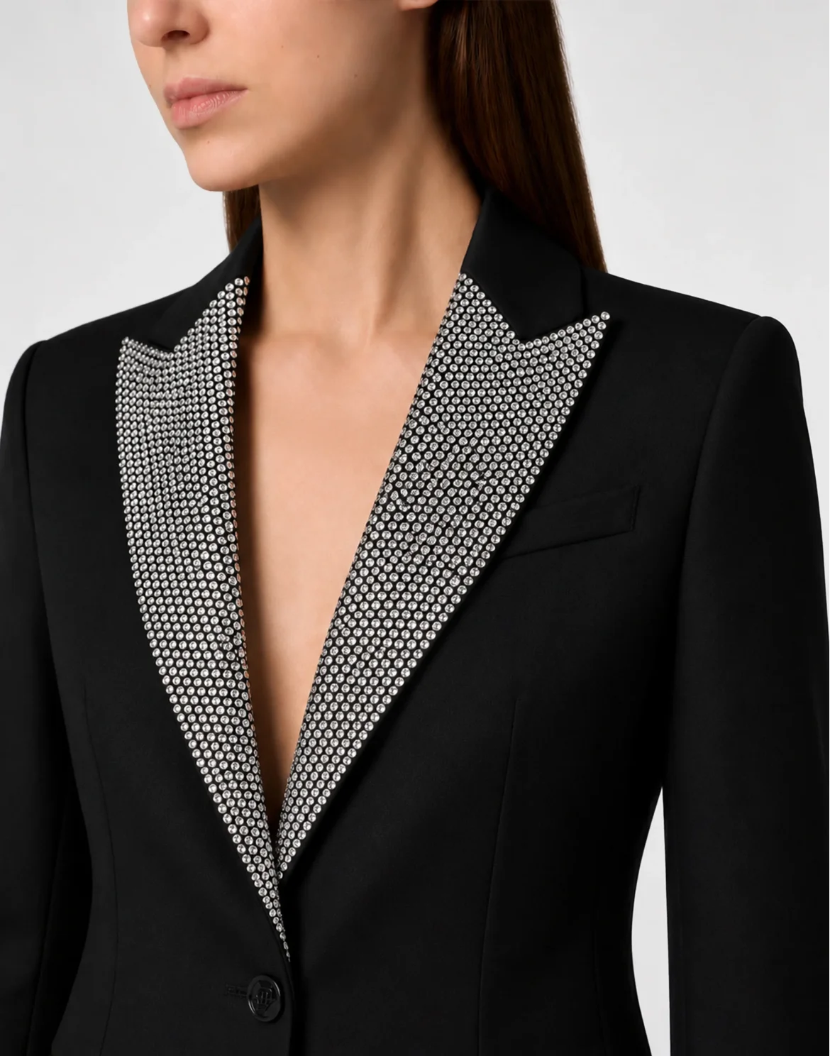 Single Breasted Fit Blazer Crystal Strass, цвет: Черный