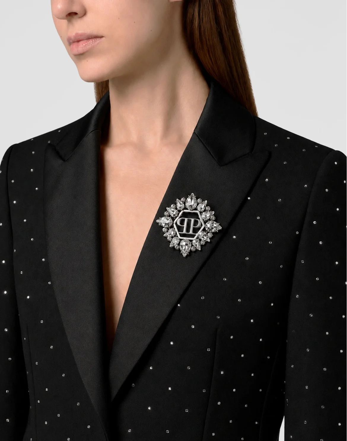 Boyfriend Fit Blazer Crystal Strass, цвет: Черный