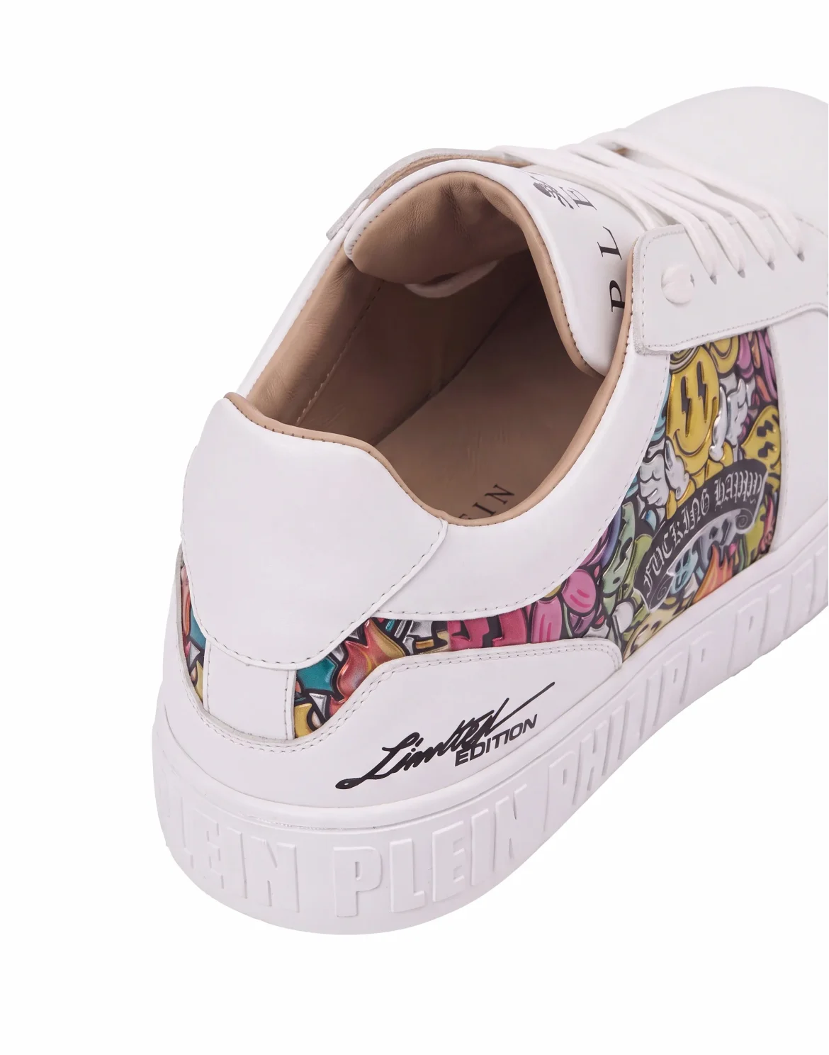 Nappa Low-Top Sneakers Mirror Smile All-Over, цвет: Белый