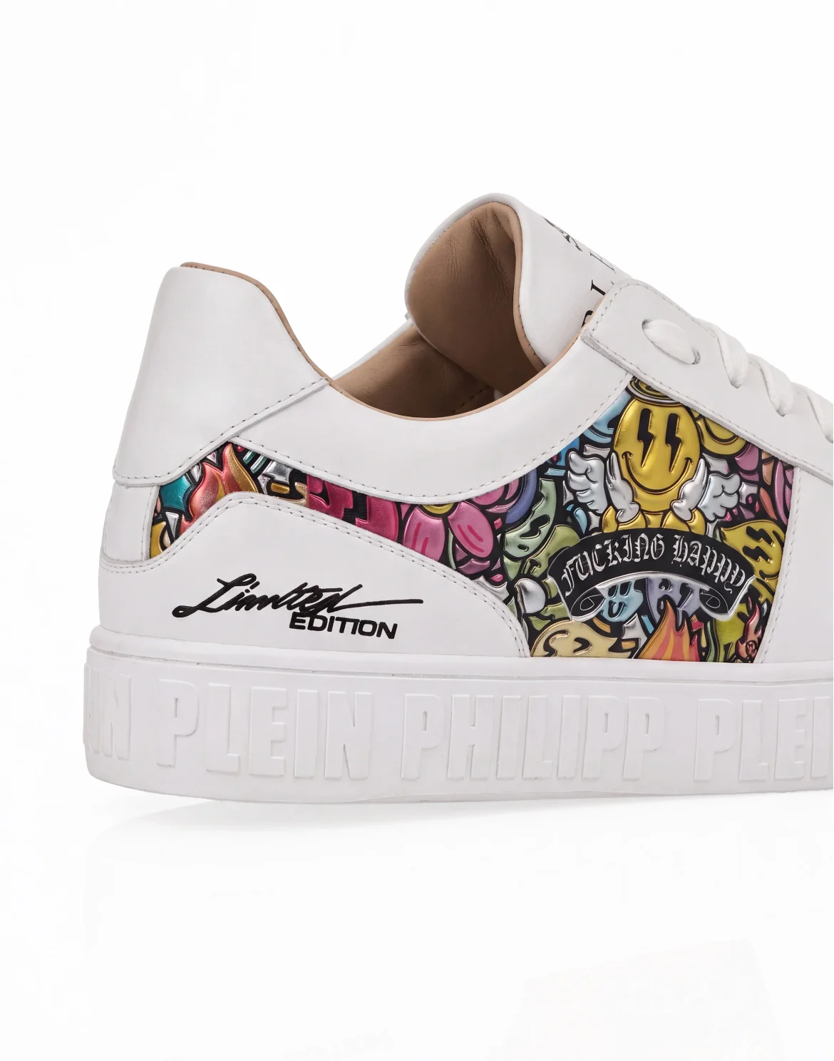 Nappa Low-Top Sneakers Mirror Smile All-Over, цвет: Белый