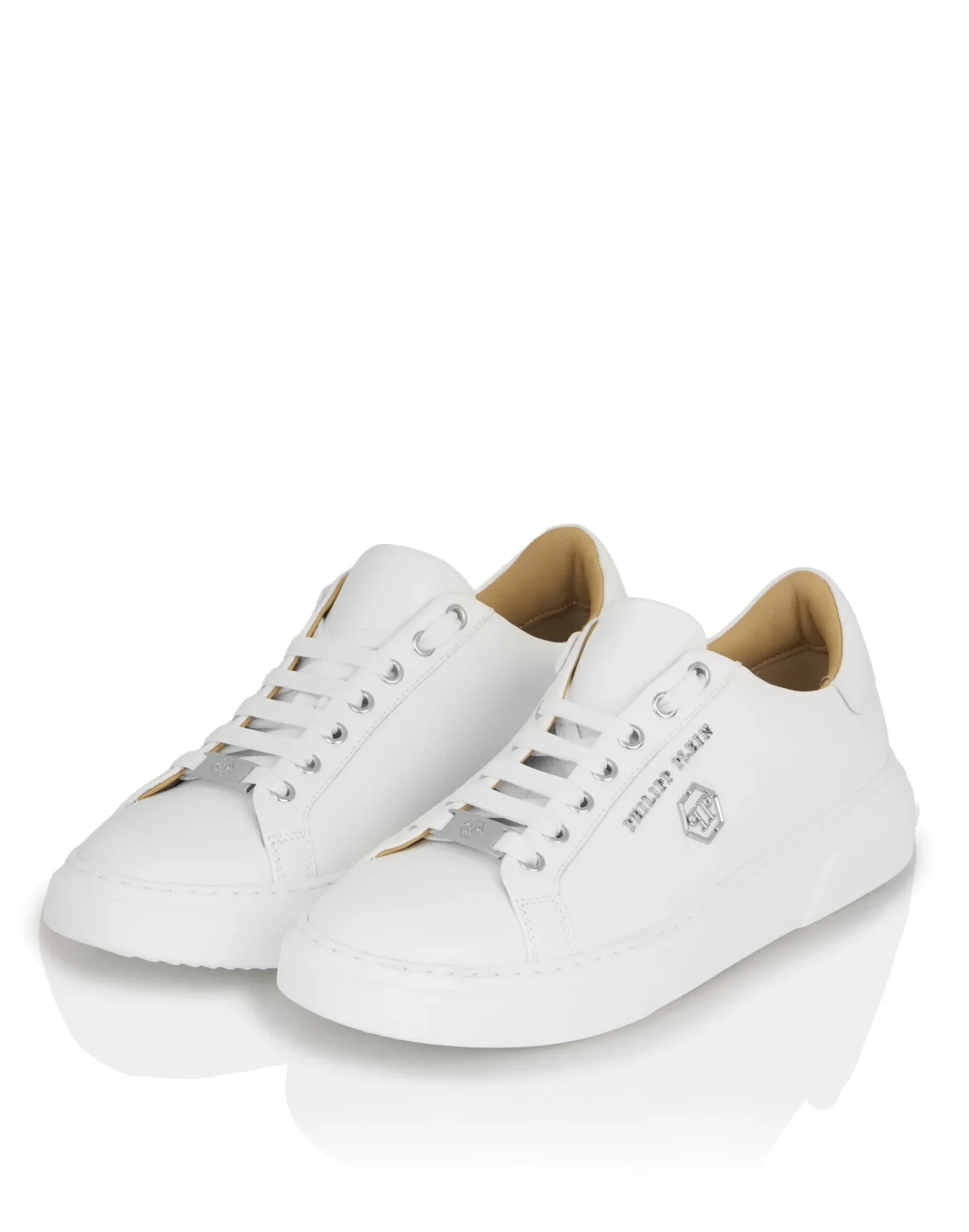 Leather Lo-Top Sneakers Hexagon, цвет: Белый