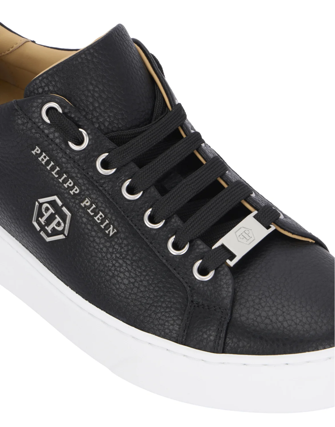 Leather Lo-Top Sneakers Hexagon, цвет: Черный