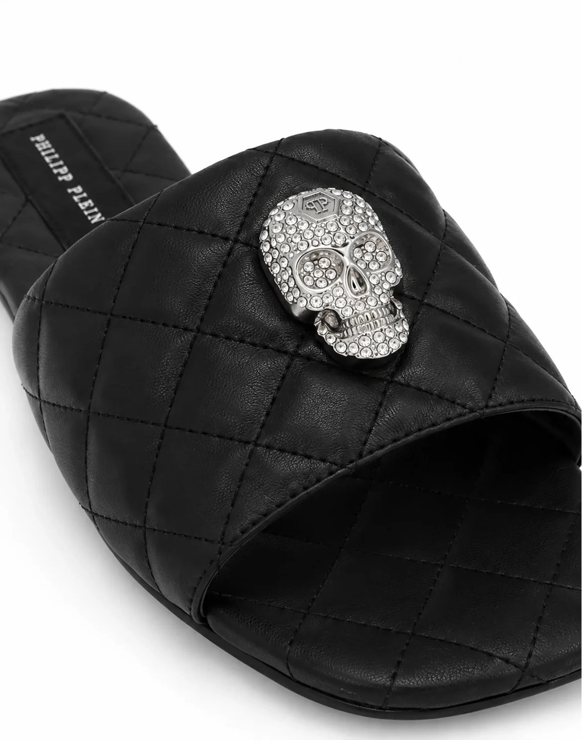Nappa Flat Matelasse Sandals Crystal Skull, цвет: Черный