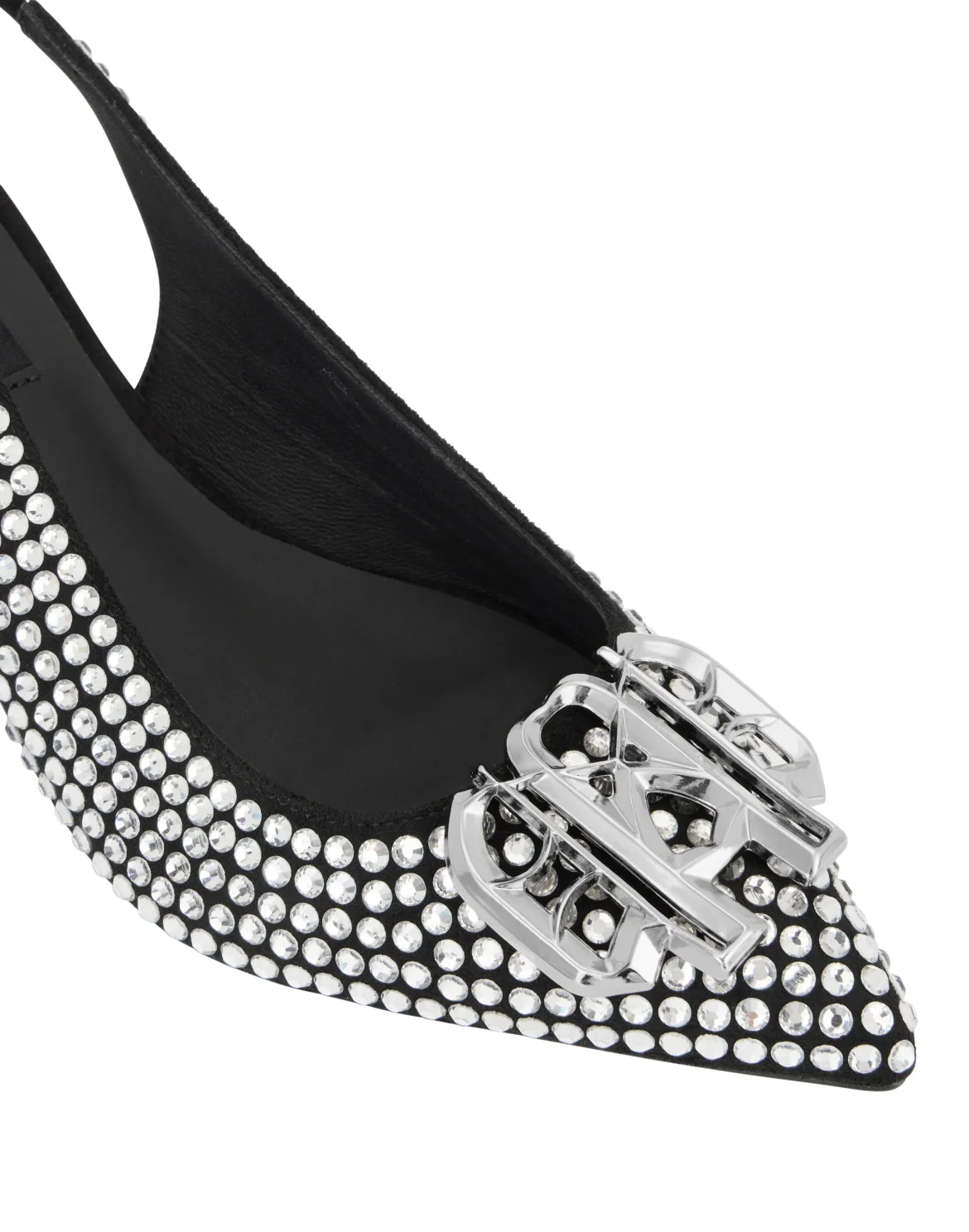 Suede Strass Slingback Shoes H55 Gothic, цвет: Серебристый
