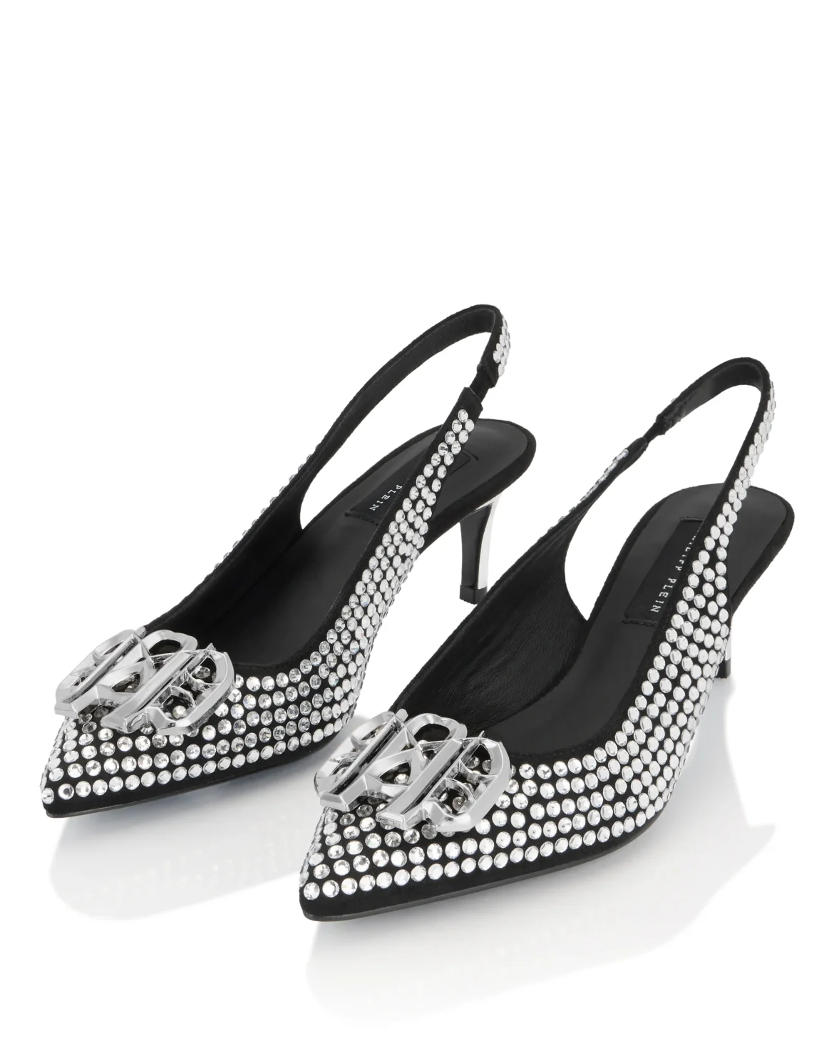 Suede Strass Slingback Shoes H55 Gothic, цвет: Серебристый