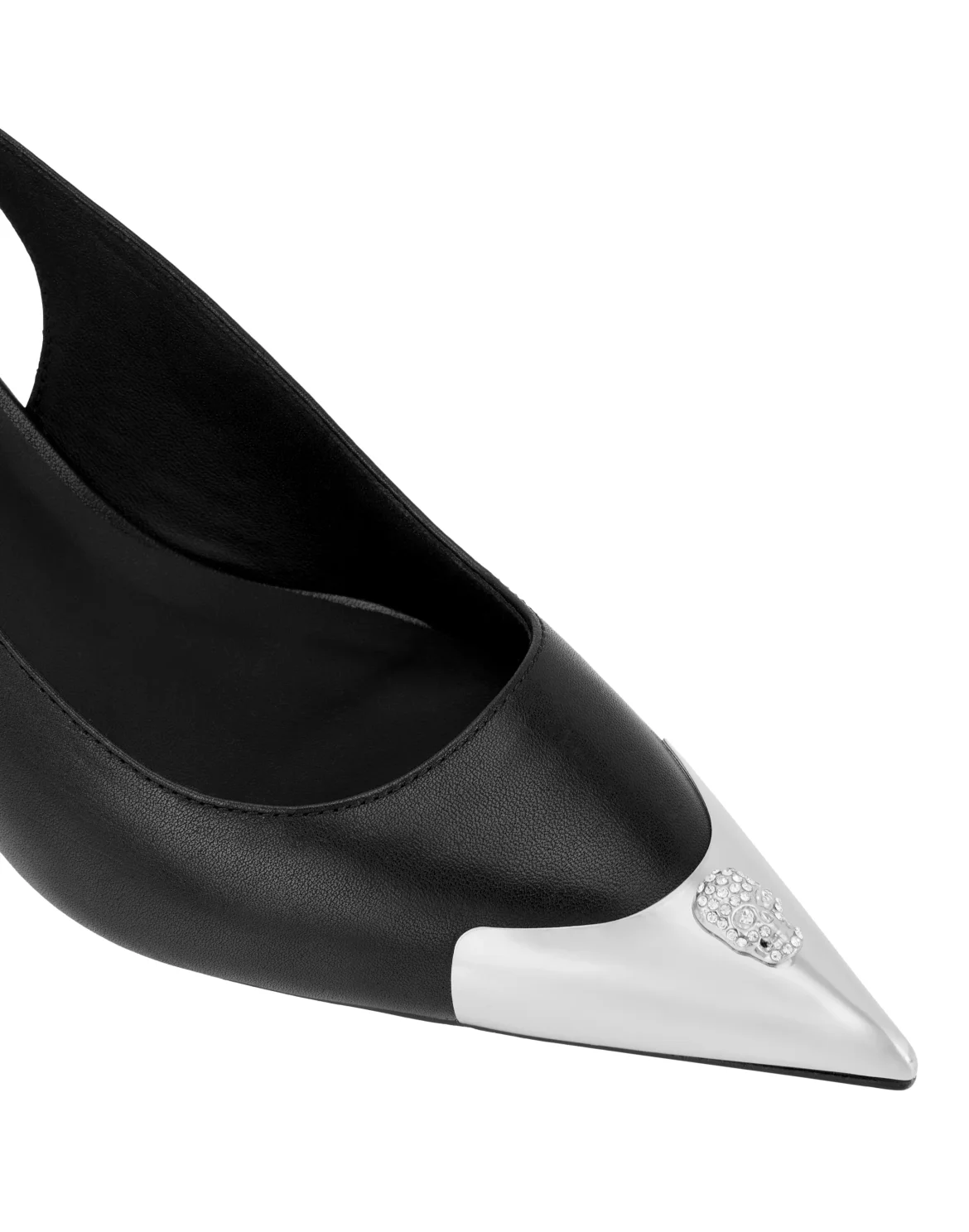 Leather Slingback Shoes Skull Toe, цвет: Черный