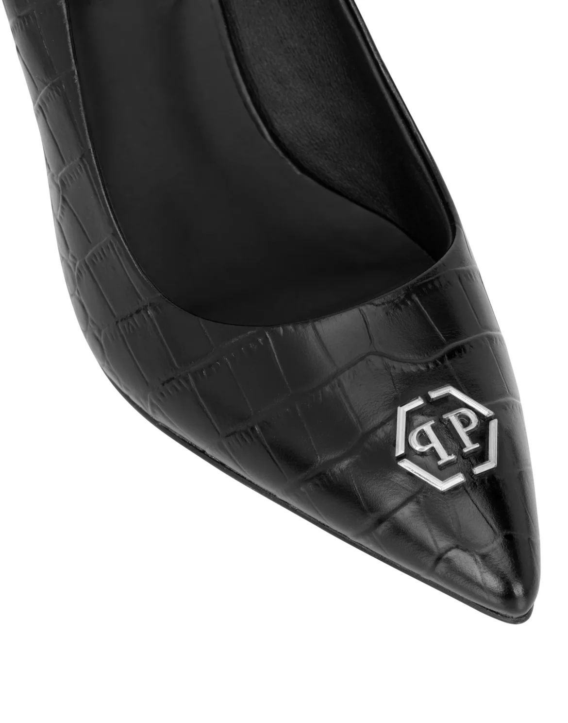 Leather Decollete Pump H85 Cocco Print Hexagon, цвет: Черный