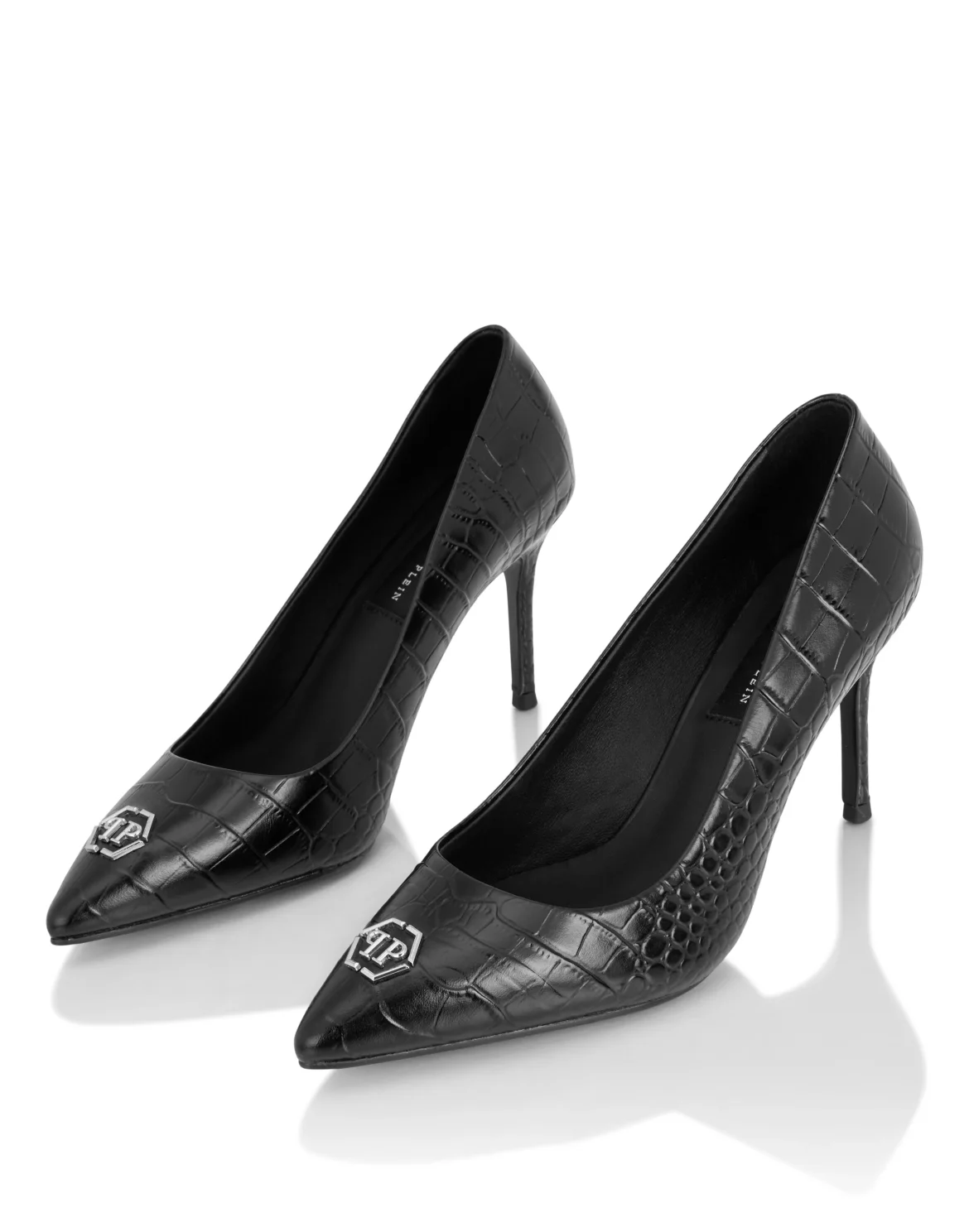 Leather Decollete Pump H85 Cocco Print Hexagon, цвет: Черный